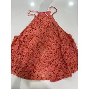 Free People coral lace swing top